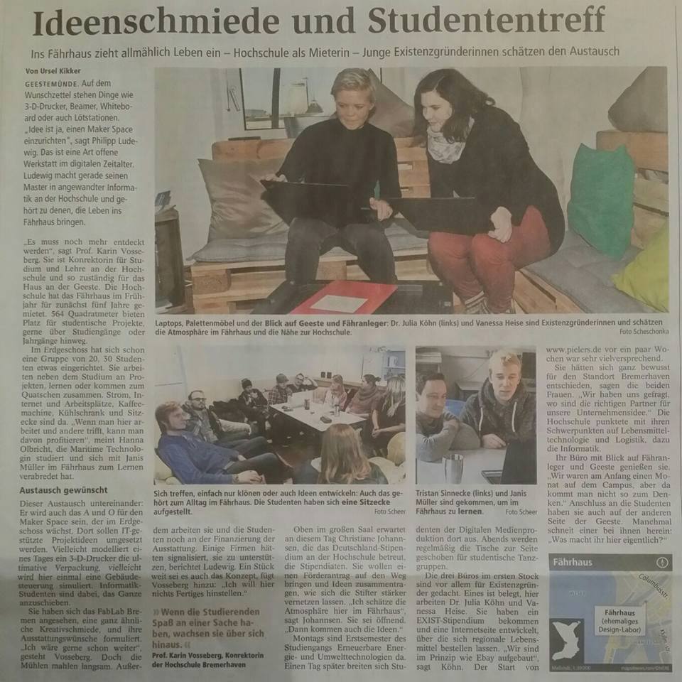 Artikel vom 6.12.2016 in der Nordsee-zeitung